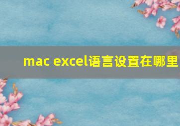 mac excel语言设置在哪里